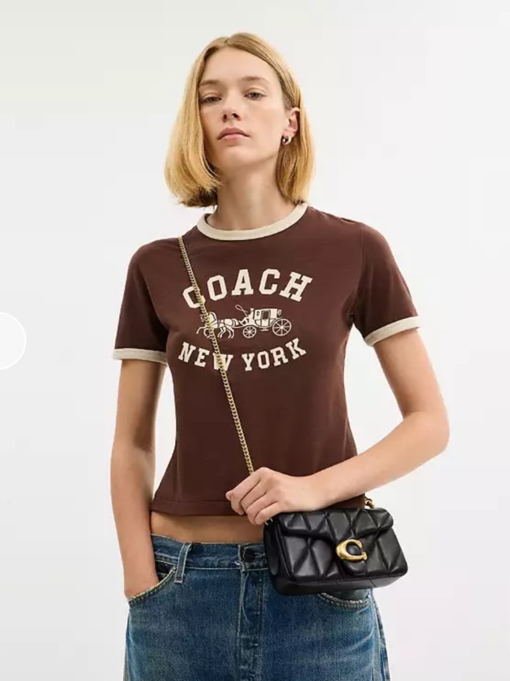 Coach Tabby Chain Crossbody Bag 19 in Black with Gold Hardware